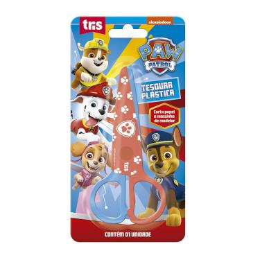 Imagem de Tesoura Escolar Decorada Patrulha Canina Blister 1 Unidade Tris Sem Ponta Ponta Arredondada Desenho Infantil