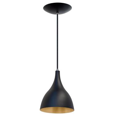 Imagem de 3X Pendente Agata Poptem Cone Aluminio Preto E Dourado
