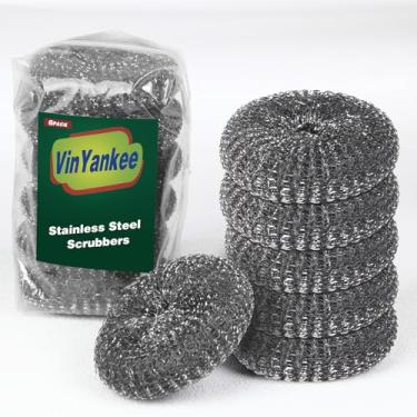 Imagem de Conjunto de esponja de arame de lã de aço, 6 peças, almofadas de limpeza de churrasqueira, substituição de esfregão de aço inoxidável para esfregar bagunças de ferro fundido, panelas, churrasqueiras