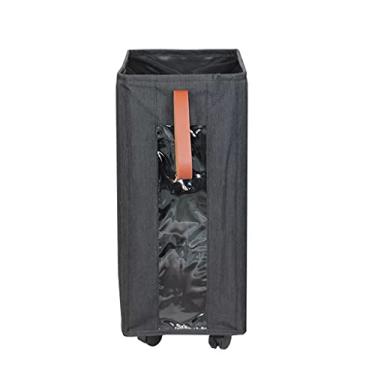 Imagem de Cesto de roupa suja dobrável cesto de roupa suja sobre rodas cesto de armazenamento dobrável organizador de brinquedos cesta de banheiro (cor: preto, tamanho: tamanho único) (preto) tamanho único)
