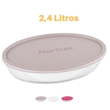 Imagem de Assadeira Oval Vidro Com Tampa 2,4L Refratário Marinex - NADIR FIGUERE