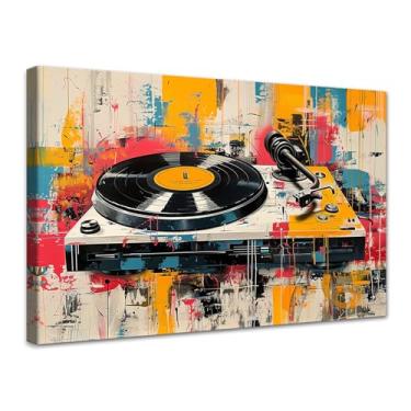 Imagem de Novatique Disco de vinil para parede, arte reproduzida, arte de parede, fita de música, decoração de imagem de graffiti colorido, para sala de música, quarto, sala de estar, escritório, 61 x 91 cm