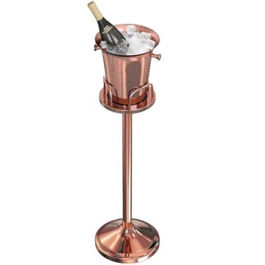 Imagem de Pioplex Balde De Gelo Aço Inoxidável Com Suporte - Recipiente Para Champanhe Dourado Festas, Vinho, Cerveja, Ktv, Clube, Bar, Churrasco, Casamento 12 Lb 5 L (Ouro Rosa)