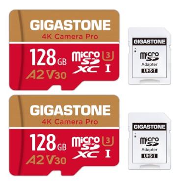 Imagem de Gigastone Pacote com 2 cartões micro SD de 128 GB, gravação de vídeo 4K, 4K Game Pro, compatível com Nintendo Switch, R/W até 100/50 MB/s, Micro SDXC UHS-I A1 V30 Classe 10