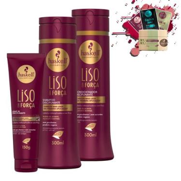 Imagem de Kit Haskell Liso Com Força Sh Cond 300ml Finalizador 150ml