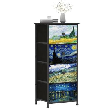 Imagem de Welfuturer Cômoda estreita para quarto, cômoda fina com 4 gavetas, unidade de torre de armazenamento vertical para sala de estar, corredor, quarto de crianças, berçário, armário, estrutura de aço