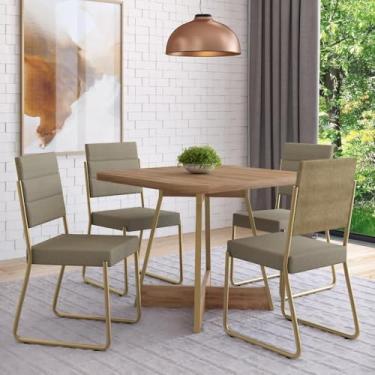 Imagem de Conjunto Sala de Jantar 4 Cadeiras Charlotte Carraro (Dourado)