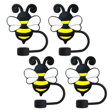 Imagem de Topos de palha de abelha para copos Stanley; tampas de palha de abelha compatíveis com Stanley copo de 30 e 1,134 g, topo de canudos reutilizáveis e de silicone para pontas de 0,4 polegadas/10 mm, 4