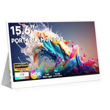 Imagem de AYY Monitor Portátil De 15,6 Polegadas 1080P Fhd, Tela De Computador Usb-C Hdmi, Monitor Para Jogos Hdr Ips Com Capa Inteligente Premium E Protetor De Tela, Alto-Falantes Duplos, Para Laptop, Pc, Ma