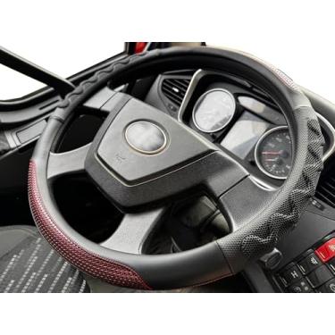 Imagem de PINCTROT Capa de volante tamanho GG de 43 a 45 cm com ótima aderência para semi caminhão, serve para trailer, caminhoneiro Big Rig Trucker, 18 rodas e carros clássicos, design antiderrapante 43 a 45