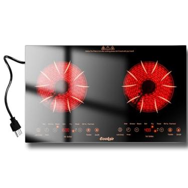Imagem de Cooksir Cooktop Elétrico De 2 Bocas - Fogão Elétrico Embutido E De Bancada De 24 Polegadas, Fogão De Cerâmica Portátil De 110 V-120 V Com Duas Bocas, Trava De Segurança, Temporizador, Controle De To