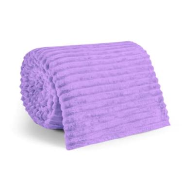 Imagem de Manta Cobertor Casal Microfibra Canelada Coberta Macia Riscada Quentinha 1,80x2,00(Violeta)