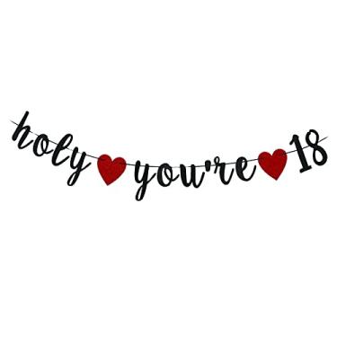 Imagem de Holy You're 18 - Decorações de festa de aniversário de 18 anos/placa de aniversário de 18 anos, suprimentos de decoração para ela ou ele/menina ou menino fazendo 18 anos de idade adereços de festa