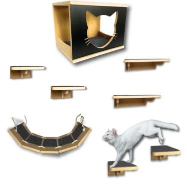 Imagem de Playground Gato 8 Peças Super Resistente Montado Com Carpete Antiderrapante (Preto)