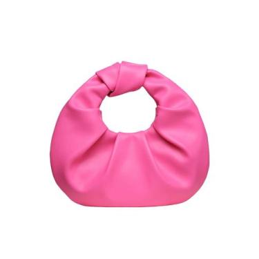 Imagem de Bolsa Verdusa Ruched PU Leather Hobo Clutch Purse rosa choque