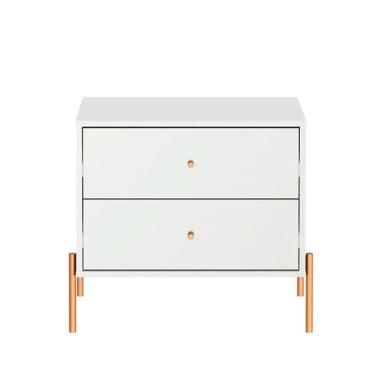 Imagem de Mesa de Cabeceira 2 Gavetas Jasper Branco