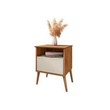Imagem de Mesa De Cabeceira Cancun Naturalle/Off White – Bechara Móveis