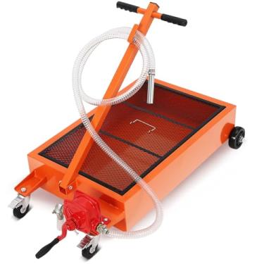 Imagem de Panela de drenagem de óleo residual com bomba de 110 V, panela elétrica de troca de ralo de óleo de perfil baixo de 17 galões com mangueira de 2,2 m e alça dobrável, carrinho de drenagem de óleo para