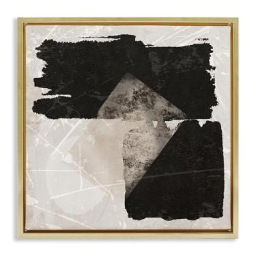 Imagem de Stupell Industries Duas formas abstratas pretas com moldura dourada flutuante, arte de parede, design de Daniela Santiago, 25 x 25