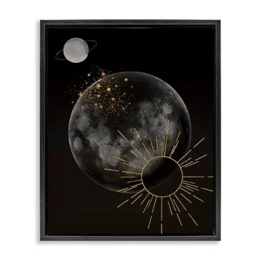 Imagem de Stupell Industries Design de arte de parede em tela flutuante minimalista de galáxia planetária preta por Daniela Santiago, 25 x 31