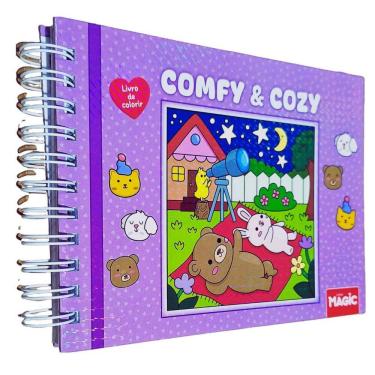Imagem de Livro de Colorir Comfy & Cozy Coleção Comfy & Cozy Books 22x16cm 180g/m² 48 Desenhos Capa Dura Violeta A. Bozhbova