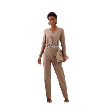 Imagem de Calça Feminina Em Tecido Crepe Lunender 69397, Marrom Coutry/ 11827, M