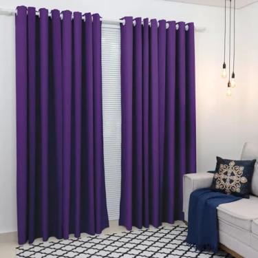 Imagem de Cortina Tecido Grosso 300x250 Sala Quarto (Roxo, 300x250cm)