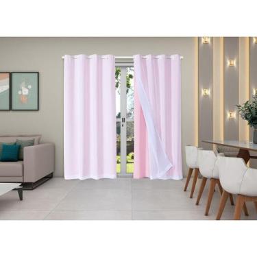 Imagem de Cortina Classic 2,80 X 2,30 Sala Quarto Janela Cozinha Rosa - Mercado 