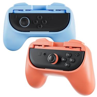 Imagem de Linkhood 2 Pack Joy-Con Controller Hand Grips for Nintendo Switch 2 2025 Released, Wear-resistant Comfort Handles Holder for Joycon (Blue+Orange)