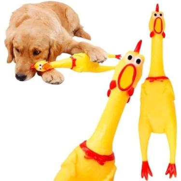 Imagem de Kit 2 Mordedor Galinha Frango de Borracha para Cão Cachorro Pet com Som Barulho - Brinquedo Interativo Ideal para Pets