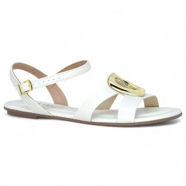 Imagem de Sandalia Beira Rio Conforto Feminina Rasteira Casual Tiras, Branco, 36