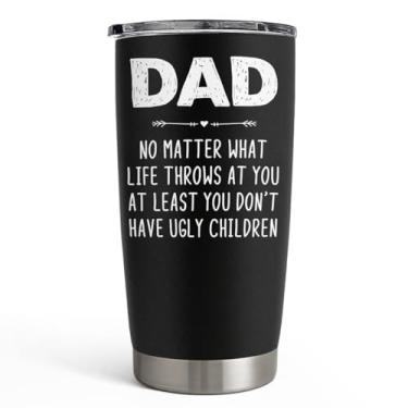 Imagem de SANDJEST Funny Dad - Ugly Children Tumblers - 590 ml Silk Printing Black Stainless Steel Insulated Mug - Dia dos Pais, Natal, aniversário Ideias de presente de filhos, filhas, crianças