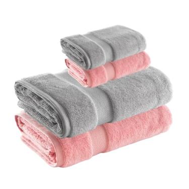 Imagem de Jogo de Toalha de Banho e Rosto Super Soft Zero Twist, 4 pe�as, Algod�o, Toque Macio, 500g/m�, Altihaus, Alta Absor��o, Durabilidade (Rosa/Cinza)