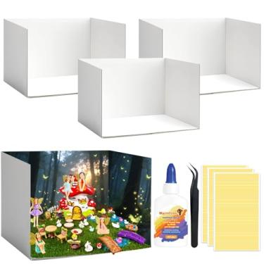 Imagem de Warmtree Kit de diorama de caixa de diorama de papelão com 3 peças, suprimentos de diorama com fitas dupla-face, pinças, adesivo de látex branco para exibição de projetos de diorama, estojo de