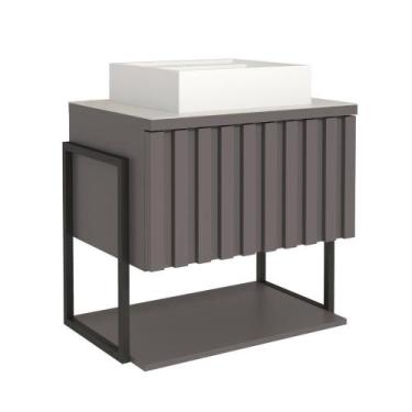 Imagem de Gabinete Para Banheiro Com Lavatório Frise Metalon Titanium MGM Moveis