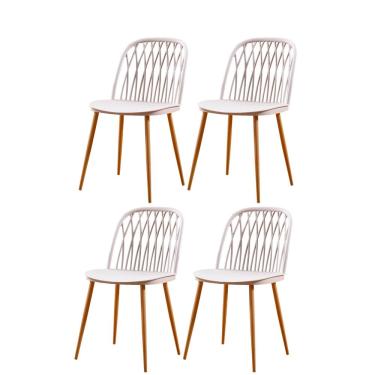 Imagem de Kit 4 Cadeiras Ariane Polipropileno Nude Base Aço