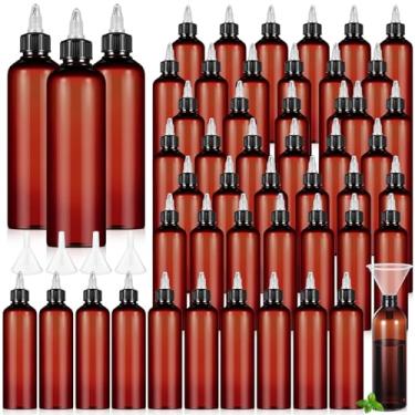 Imagem de Barydat 50 frascos aplicadores de 227 g com tampa torcida, frasco de óleo de cabelo vazio com funis, frascos de plástico âmbar recarregáveis para loção de xampu de óleo de cabelo líquido