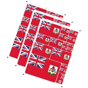 Imagem de EnigmaGlow Pacote com 3 adesivos de bandeira de bermudas com impressão a laser América, Europa, Oceania, cada país, adesivos em vários tamanhos (Bermudas vermelhas)