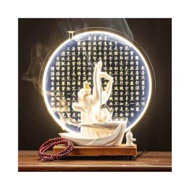 Imagem de Estátua de Feng Shui Estátua de Buda em forma de mão de Buda pode ser colocada com incenso e conjunto de anéis de luz de madeira Decoração de Buda