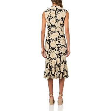 Imagem de Tommy Hilfiger Vestido midi império com manga cavada e gola V, Preto/Areia, 46