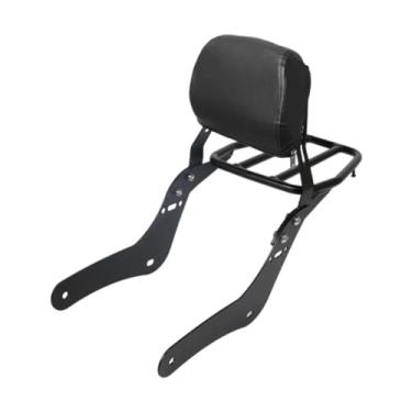 Imagem de Mqetly Almofada para encosto de motocicleta Sissy Bar, substituição do assento traseiro do passageiro com bagageiro, almofada traseira encosto passageiro, Preto