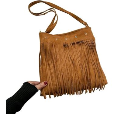 Imagem de Sacos Crossbody Para Mulheres Sacos Crossbody Casual Tassel Para Mulheres, Bolsa De Ombro De Grande Capacidade Bolsas Para Senhoras, Brown, 30x28x7cm