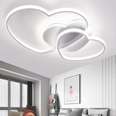 Imagem de Lâmpada De Teto Led Moderno Amor Coração Design Luz De Teto Quente Romântico Regulável Com Controle Remoto Lustre Acrílico Sombra Sala De Estar Sala De Jantar Quarto Cozinha Corred, White