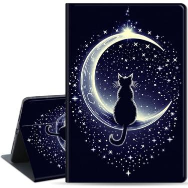 Imagem de Qindaiwen Capa para iPad Pro de 11 polegadas M4 (2024, 5ª geração), capa fina de couro PU com suporte para iPad Pro de 11 polegadas com despertar/hibernar automaticamente, proteção durável, gato na