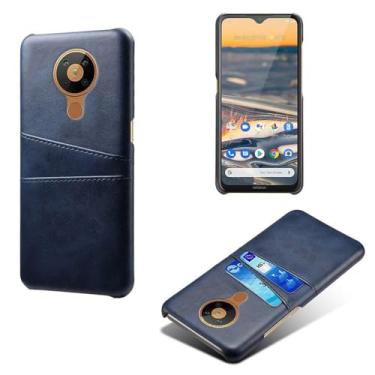 Imagem de Capas Compatível com Nokia 5.4,Caso de couro PU-Tampa de telefone a prova de choque com 2 slots de cartão,Proteção anti-impressão digital e anti-gota-Blue