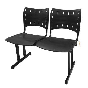 Imagem de Cadeira Iso Pp Rp Longarina 2 Lugares Preta