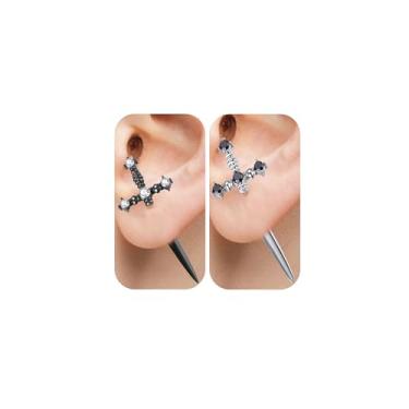 Imagem de Brincos vintage de espada gótica, aço 316L, hipoalergênico, strass, cristal, punhal, estilo punk, espada, brincos pendurados, fantasias festivais, joias para mulheres e homens, Aço 316, Sem pedra