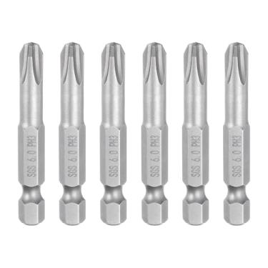 Imagem de HARFINGTON 6 peças de chave de fenda Phillips número 3 PH3 1/10.2 cm, haste sextavada de 50 mm de comprimento, magnética, S2, aço industrial, broca elétrica de cabeça cruzada, haste de 6 mm