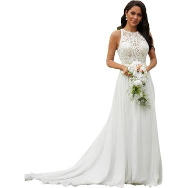 Imagem de Vestido De Noiva Manga Comprida Com Decote Em V Escritório Civil Moda Nupcial Vestidos De Noiva, Ivory 09, 34