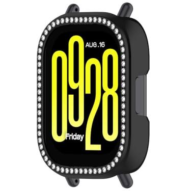 Imagem de AWADUO Compatível com Redmi Watch 5 Active Protective Case Cover Smartwatch Substituir PC Capa Protetora Diamante Sintético Decoração Acessórios de Relógio (Preto)